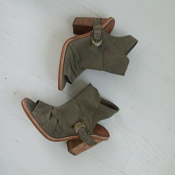 NEW GREEN LEATHER WESTERN ANKLE BOOTIES CASUAL - Picture 2 of 4